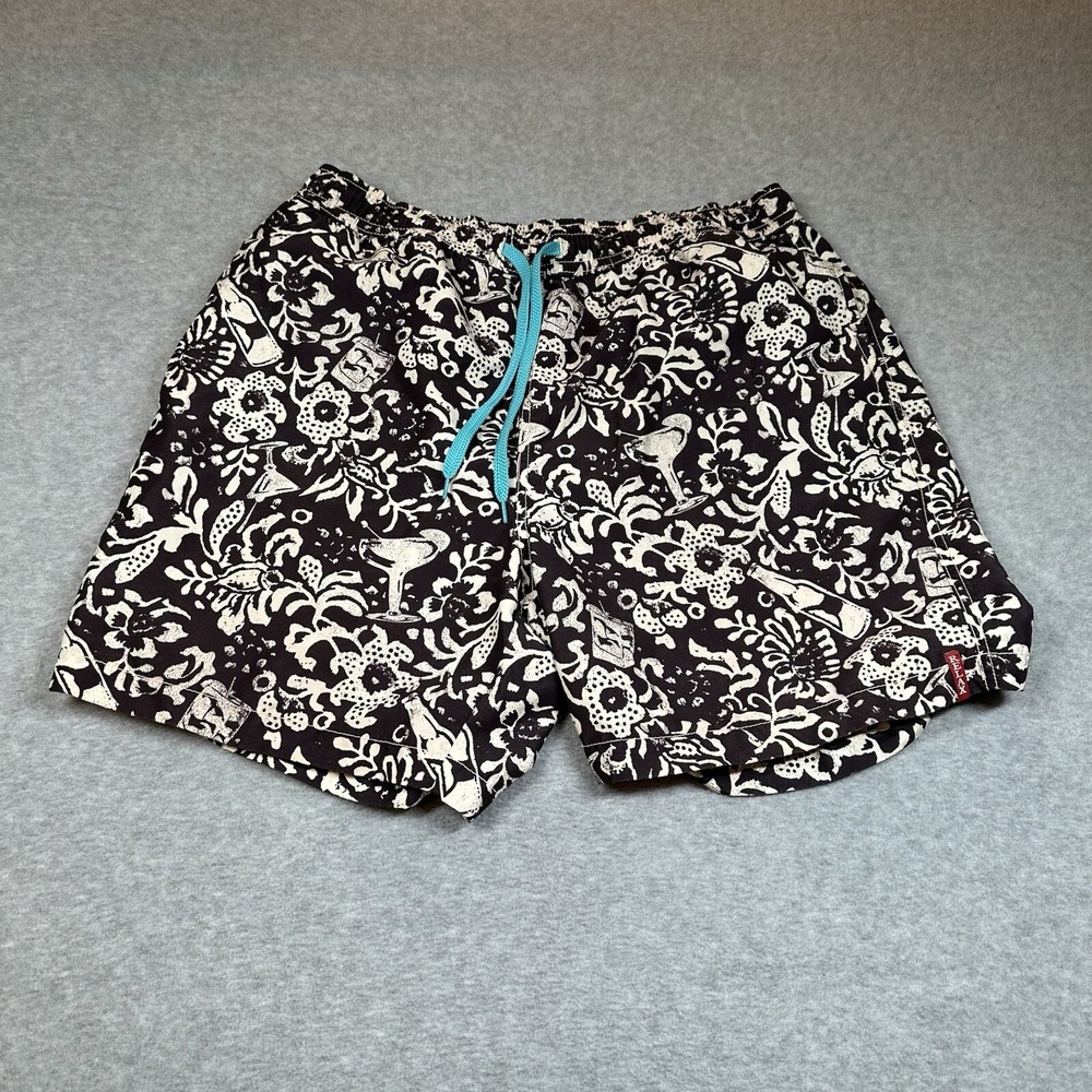 Tommy Bahama Black and White Floral Swim Board Shorts